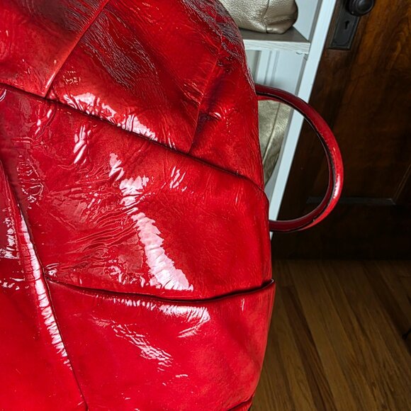 Coach Large Red Patent Leather Satchel/Tote - Picture 6 of 17